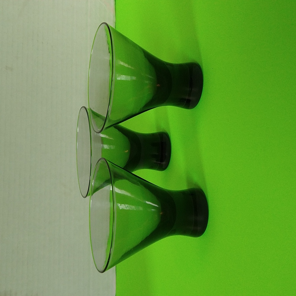 VGUC. Three Vintage Morgantown Normandy smoke charcoal martini glass.